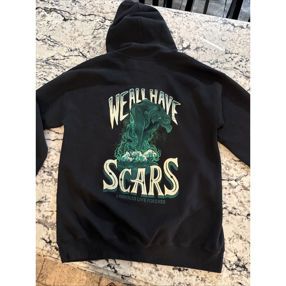 Men's LARGE As****** Live Forever 'We All Have Scars' Sweatshirt Hoodie  EUC